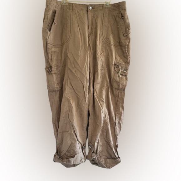 Deja Bleu Cargo Pants Y2K Revival Utility Chic Tan Size 20 Streetwear - Picture 2 of 7